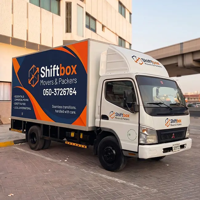 Shiftbox professional moving company and modern truck in Dubai